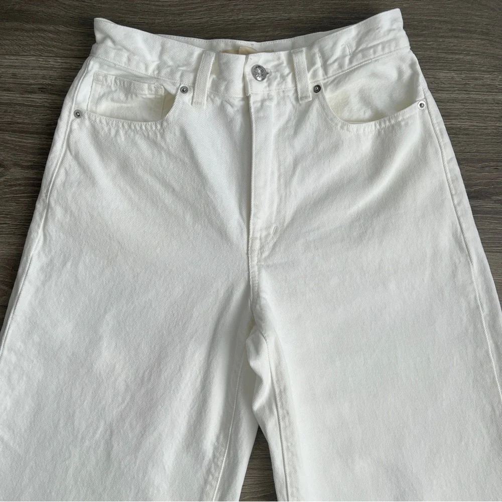 MADEWELL Denim Culottes Size 24 Pure White Wide Leg High Rise Relaxed Boho Retro